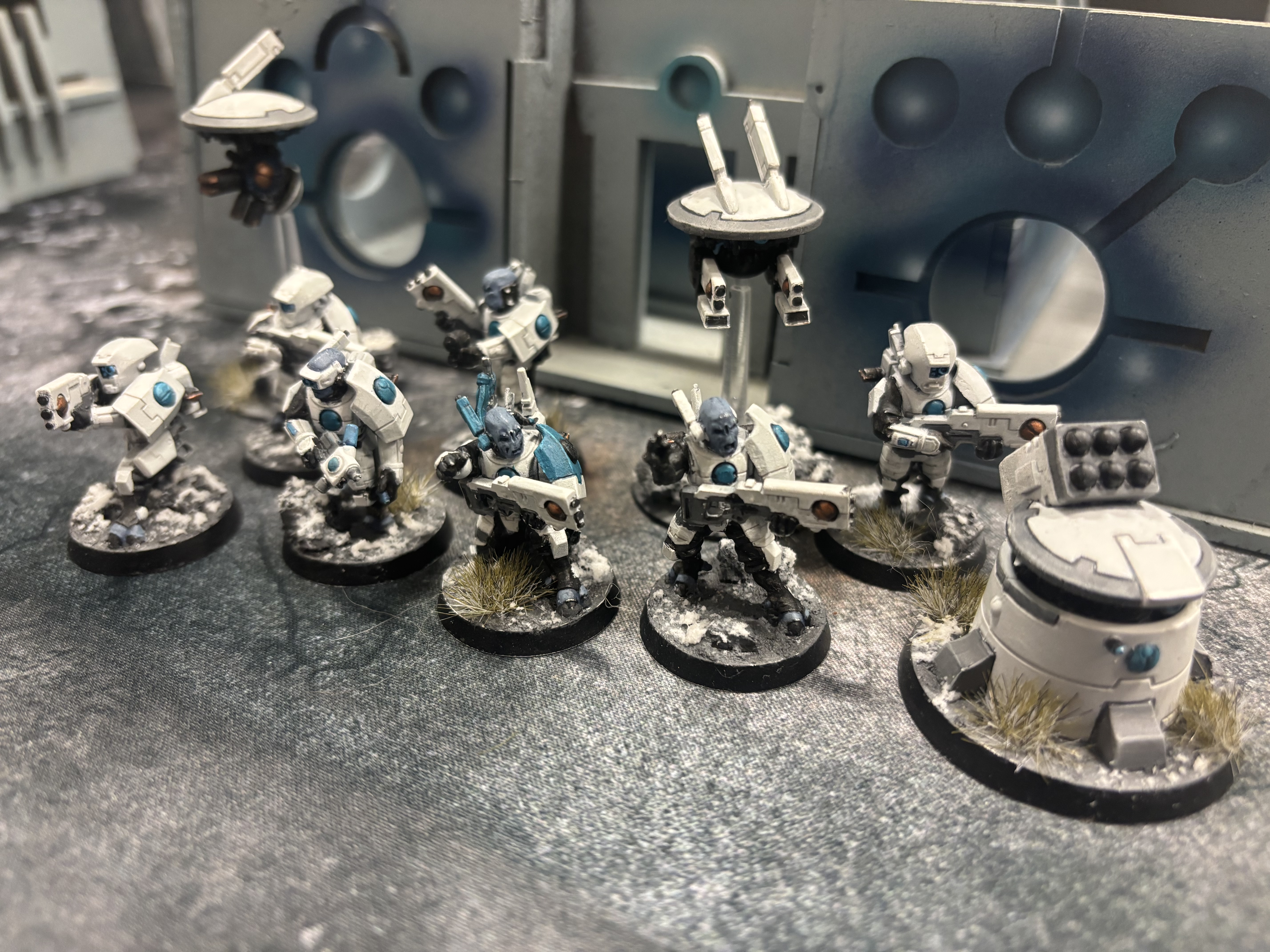 Painted image of my Fire Warrior Team models.